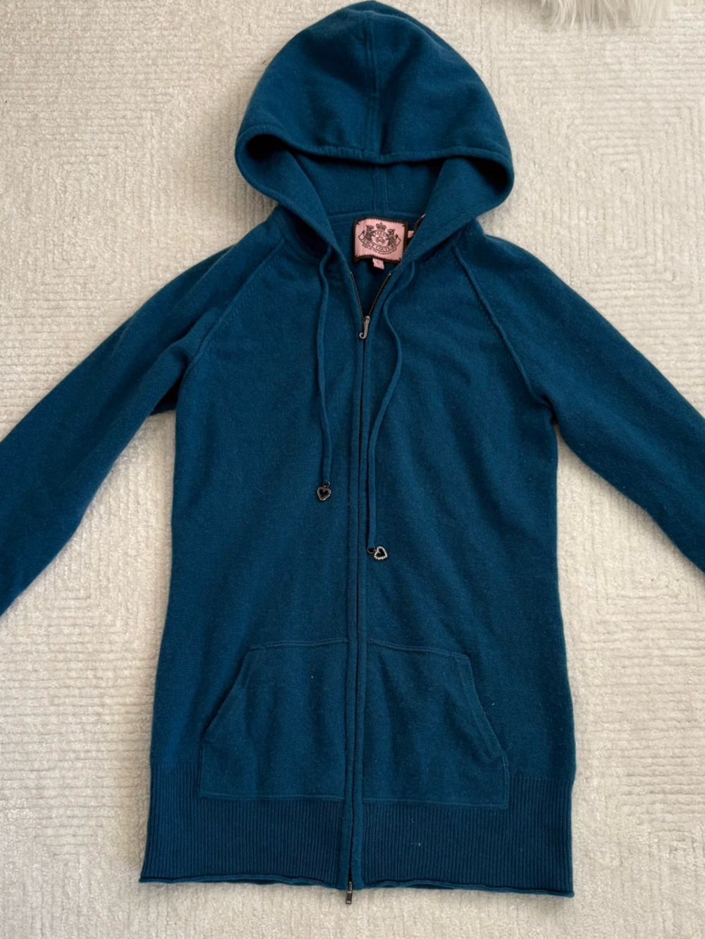 Juicy Couture Teal Knit Hooded Zip-Up